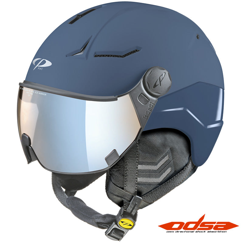 Women's Dark Blue Visor Ski Helmet With Soft Touch Finish #812