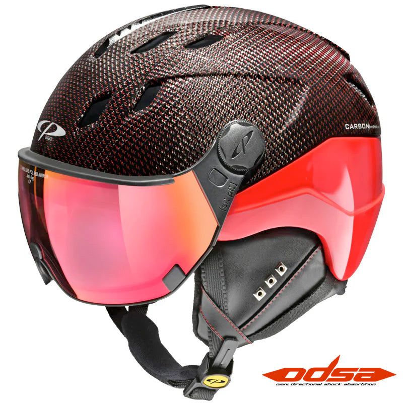CP Corao+ Red Carbon #419 Visor Ski Helmet With Red Lens