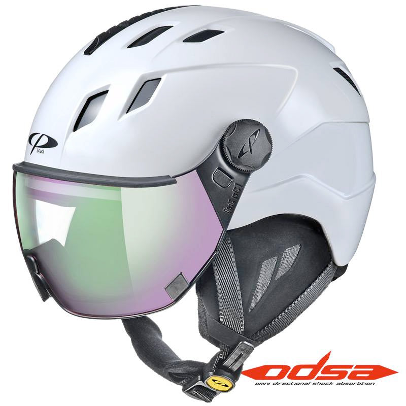 CP Corao plus white shiny visor ski hemet #413 with Visor #20