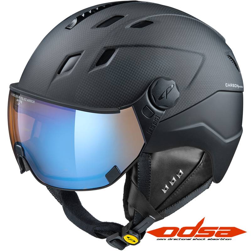 bike ski helmet for coclear implants CP Corao+ Black Matt Carbon Visor Ski Helmet #410 at Stefan Kaelin