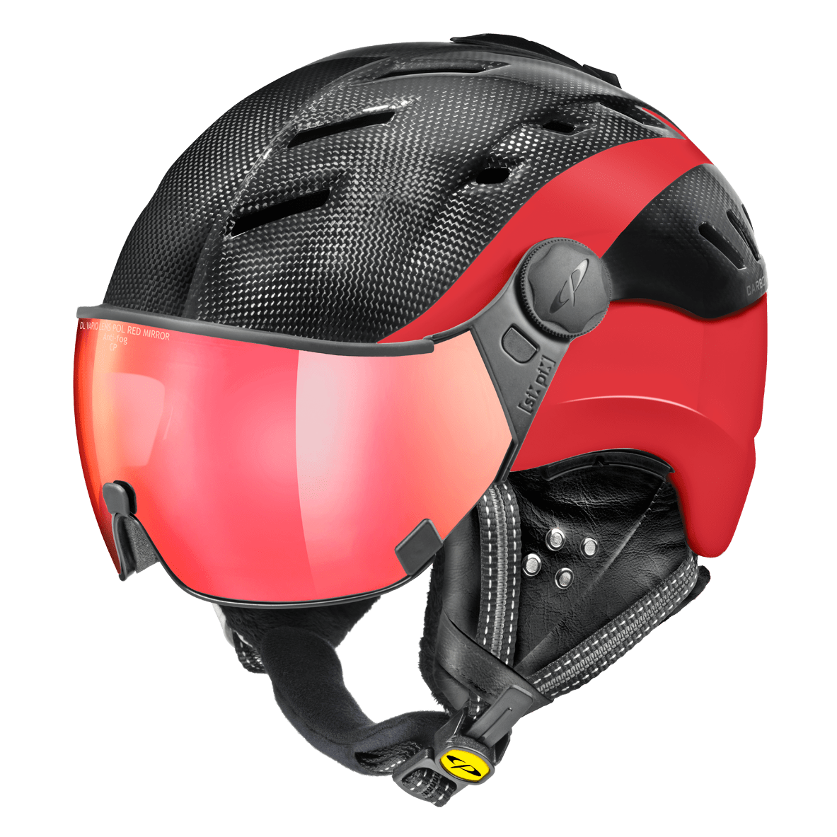 bike ski helmet combo CP Camurai Red Carbon Visot Ski Helmet #117 At Stefan Kaelin