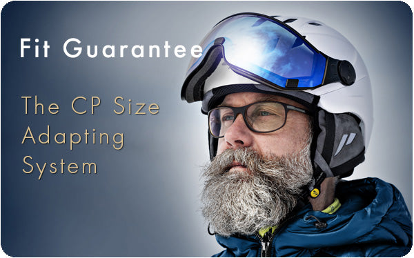 Man with beard wearing an all in one ski helmet from CP Sports