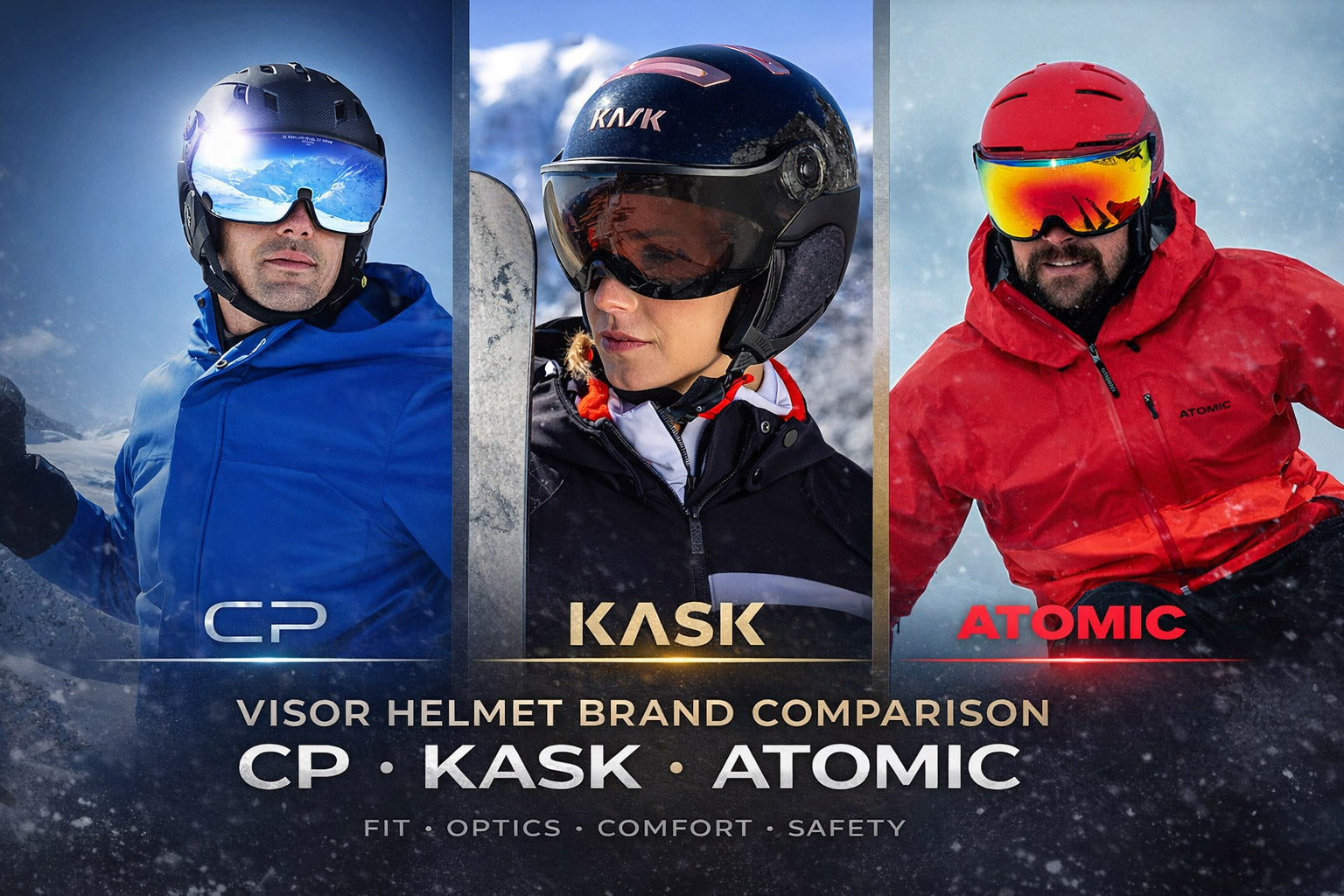 CP vs Kask vs Atomic visor ski helmet comparison