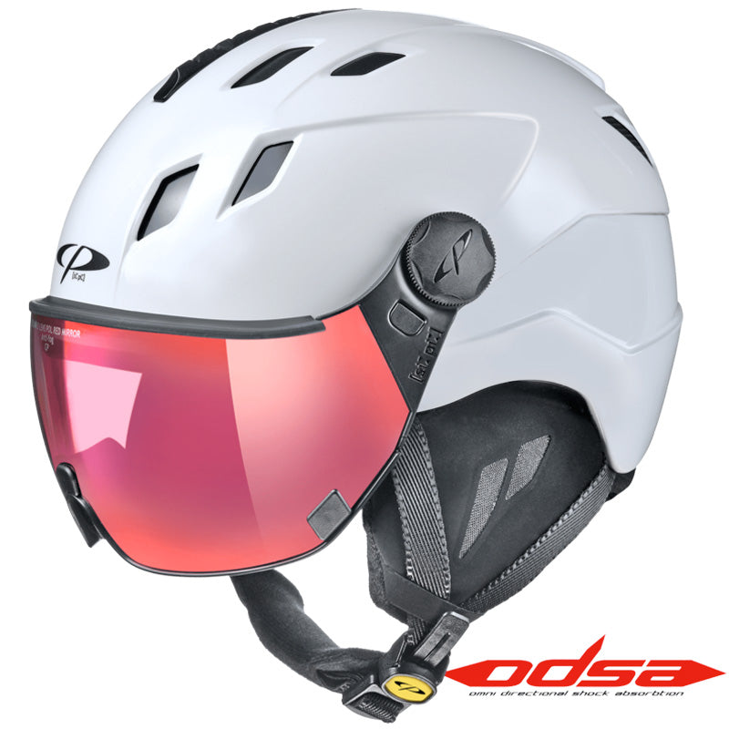 CP Corao plus white shiny visor ski hemet #413 with Visor #28