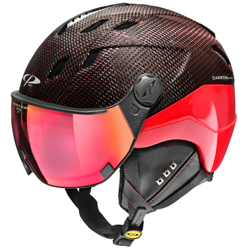 CP Corao+ Red Carbon #419 Visor Ski Helmet With Red Lens