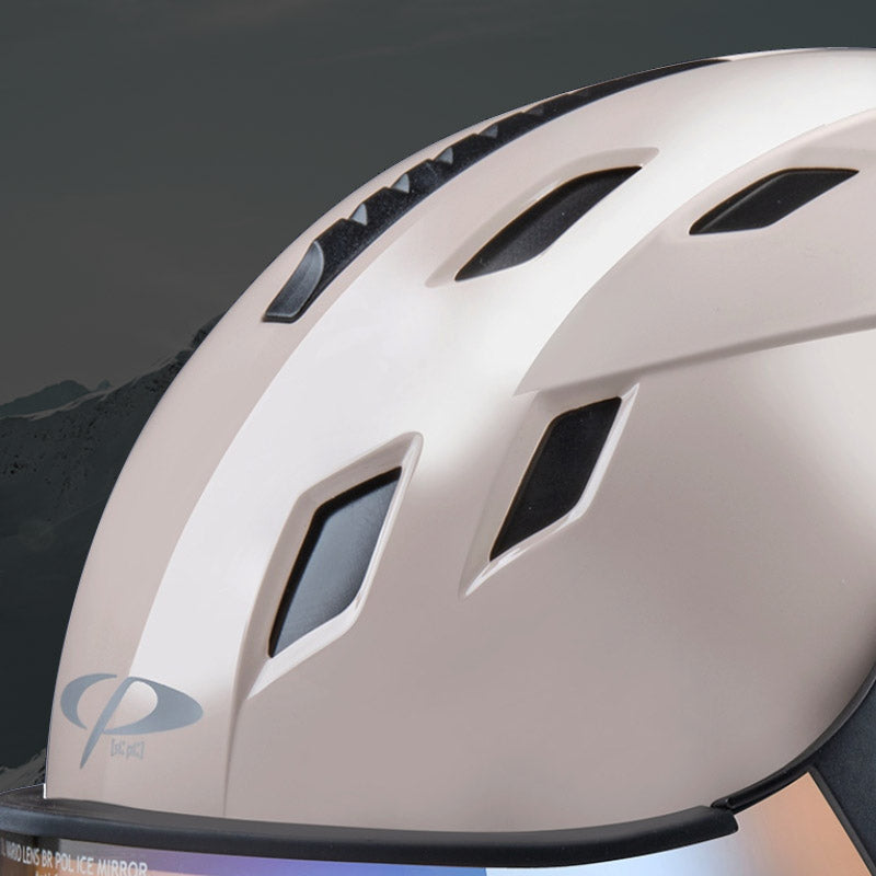 Detail view of climate control system on the Corao+ visor ski helmet