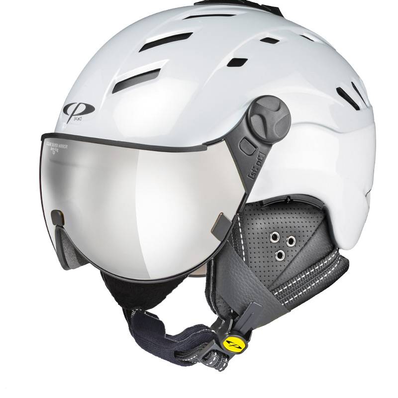 Women's White Ski Helmet with Visor