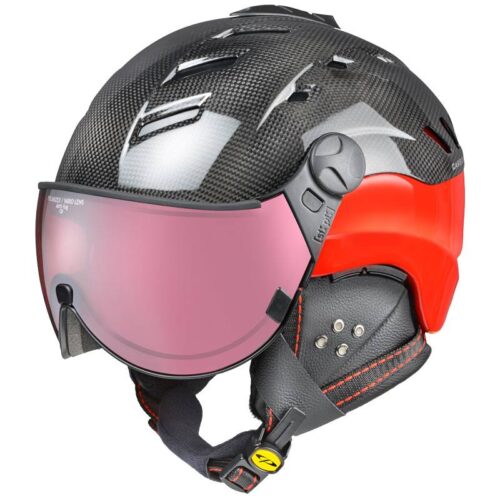 red carbon visor ski helmet