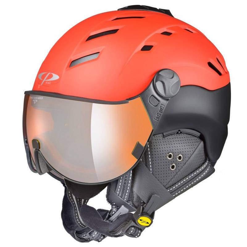 red visor ski helmet