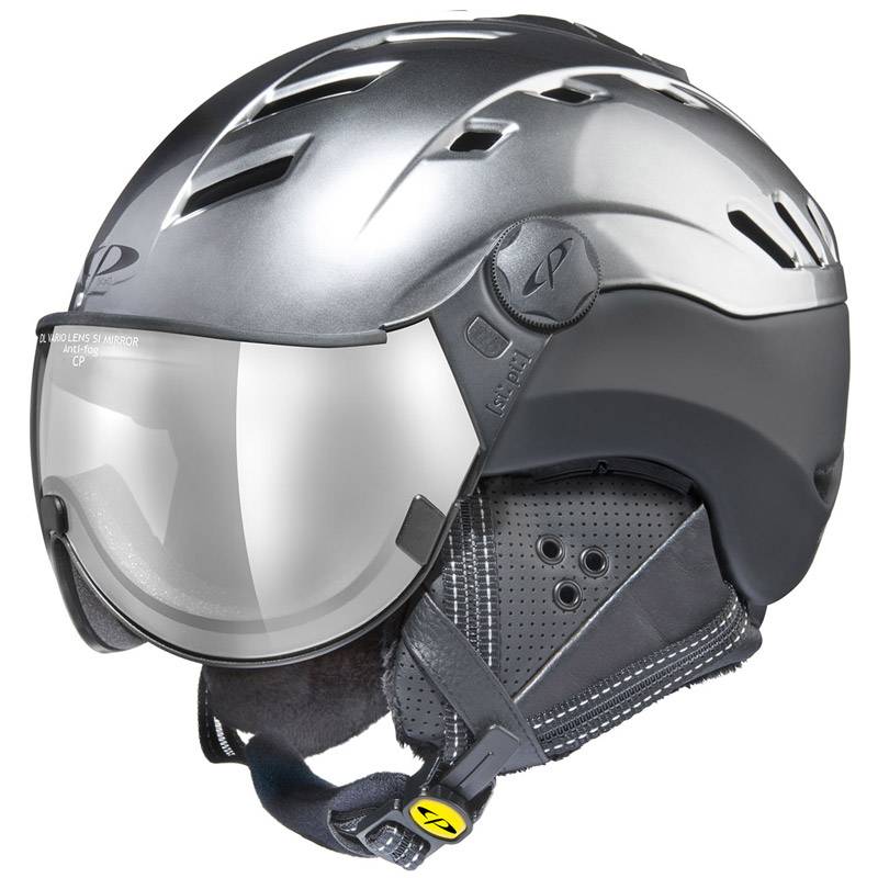 Chrome ski helmet with visor
