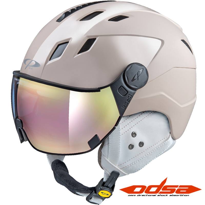 CP Coroa Beige Cashmere Lined Ski Helmet with Visor