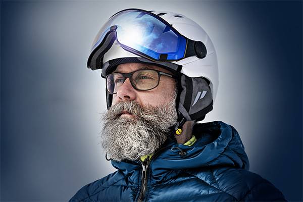 man wearing visor ski helmet