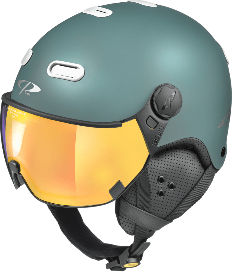 Green Ski Helmet With Visor